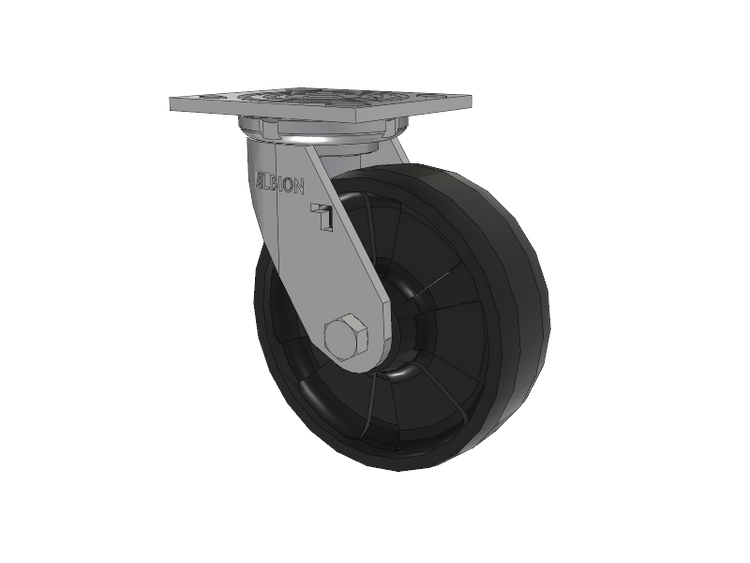 16 Series Top Plate Swivel Caster with 6 x 2 Black Nylon NG - Maxim Nylon Wheel