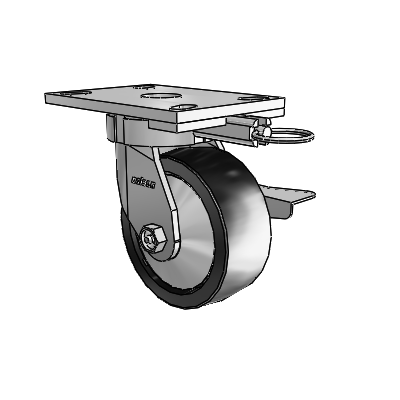 6 Series Kingpinless Casters Top Plate Swivel Caster with 5 x 2 Polyolefin Wheel and Side Lock Brake