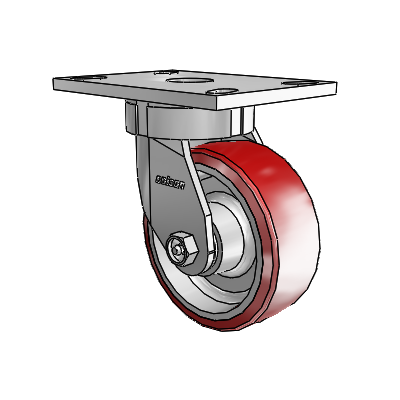 6 Series Kingpinless Casters Top Plate Swivel Caster with 5 x 2 Moldon Polyurethane (Aluminum Core) Wheel