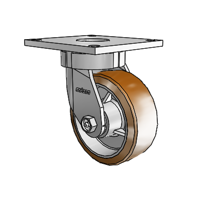 6 Series Kingpinless Casters Top Plate Swivel Caster with 5 x 2 Moldon Nylon (Aluminum Core) Wheel