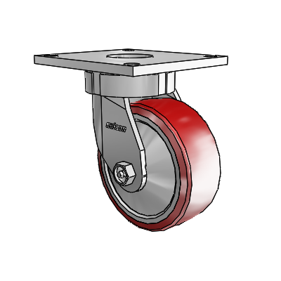 6 Series Kingpinless Casters Top Plate Swivel Caster with 5 x 2 Moldon Polyurethane (Aluminum Core) Wheel