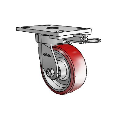 6 Series Kingpinless Casters Top Plate Swivel Caster with 5 x 2 Moldon Polyurethane (Aluminum Core) Wheel