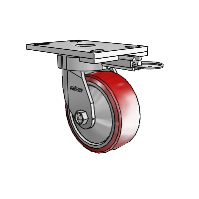 6 Series Kingpinless Casters Top Plate Swivel Caster with 5 x 2 Moldon Polyurethane (Aluminum Core) Wheel