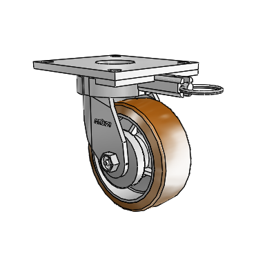 6 Series Kingpinless Casters Top Plate Swivel Caster with 5 x 2 Moldon Nylon (Aluminum Core) Wheel