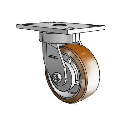 6 Series Kingpinless Casters Top Plate Swivel Caster with 5 x 2 Moldon Nylon (Aluminum Core) Wheel