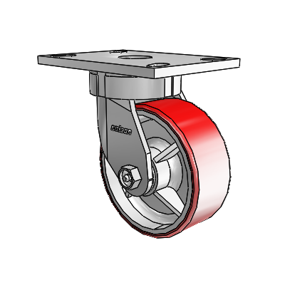 6 Series Kingpinless Casters Top Plate Swivel Caster with 5 x 2 Moldon Polyurethane (Cast Iron Core) Wheel