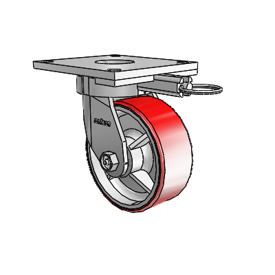 6 Series Kingpinless Casters Top Plate Swivel Caster with 5 x 2 Moldon Polyurethane (Cast Iron Core) Wheel