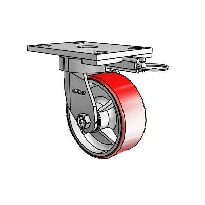 6 Series Kingpinless Casters Top Plate Swivel Caster with 5 x 2 Moldon Polyurethane (Cast Iron Core) Wheel