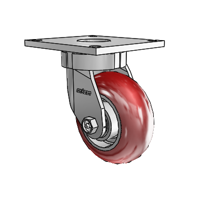 6 Series Kingpinless Casters Top Plate Swivel Caster with 5 x 2 CG Max Maroon Wheel