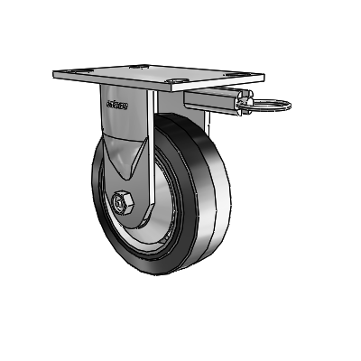 6 Series Kingpinless Casters Top Plate Rigid Caster with 6 x 2 Performa Rubber (Flat/Black) Wheel