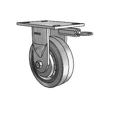 6 Series Kingpinless Casters Top Plate Rigid Caster with 6 x 2 Performa Rubber (Flat/Grey) Wheel