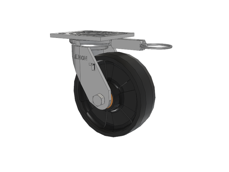 16 Series Top Plate Swivel Caster with 6 x 2 Black Nylon NG - Maxim Nylon Wheel