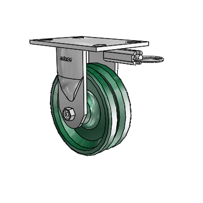 6 Series Kingpinless Casters Top Plate Rigid Caster with 6 x 2 V-Groove Wheel