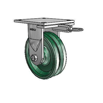 6 Series Kingpinless Casters Top Plate Rigid Caster with 6 x 2 V-Groove Wheel