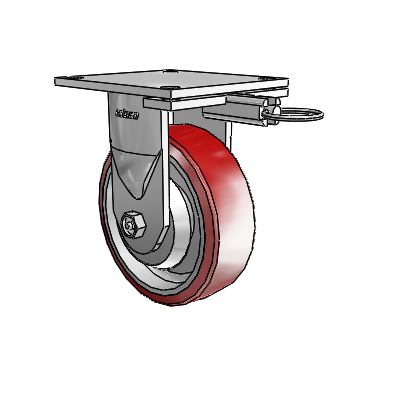 6 Series Kingpinless Casters Top Plate Rigid Caster with 6 x 2 Moldon Polyurethane (Aluminum Core) Wheel