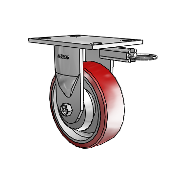 6 Series Kingpinless Casters Top Plate Rigid Caster with 6 x 2 Moldon Polyurethane (Aluminum Core) Wheel