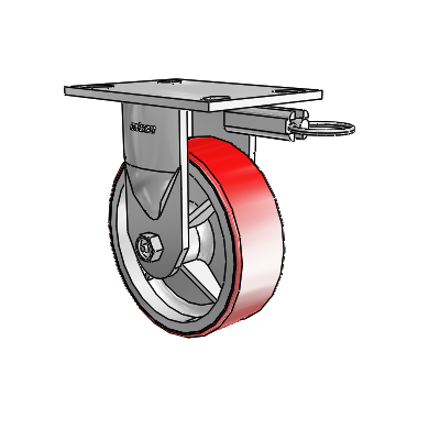 6 Series Kingpinless Casters Top Plate Rigid Caster with 6 x 2 Moldon Polyurethane (Cast Iron Core) Wheel