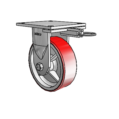 6 Series Kingpinless Casters Top Plate Rigid Caster with 6 x 2 Moldon Polyurethane (Cast Iron Core) Wheel