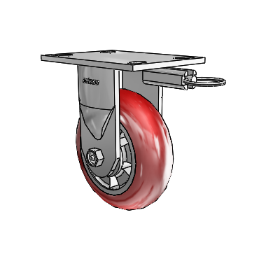 6 Series Kingpinless Casters Top Plate Rigid Caster with 6 x 2 Triumph (Round/Red) Wheel
