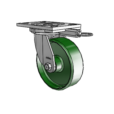 6 Series Casters Top Plate Swivel Zinc Caster with 6 x 2 Green Cast Iron Wheel