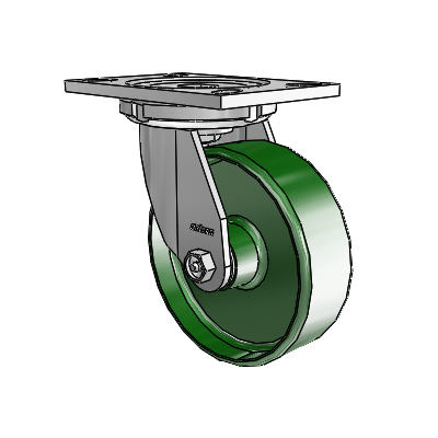 6 Series Casters Top Plate Swivel Zinc Caster with 6 x 2 Green Cast Iron Wheel