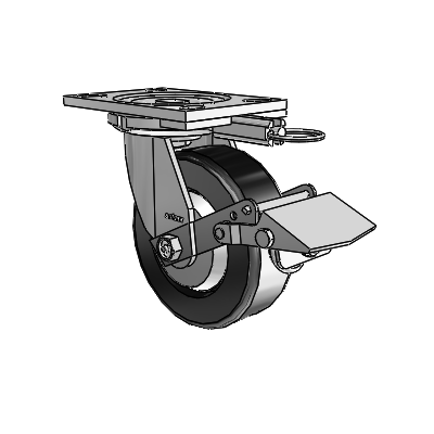 6 Series Casters Top Plate Swivel Zinc Caster with 6 x 2 Black Phenolic Wheel and Tread Lock Brake