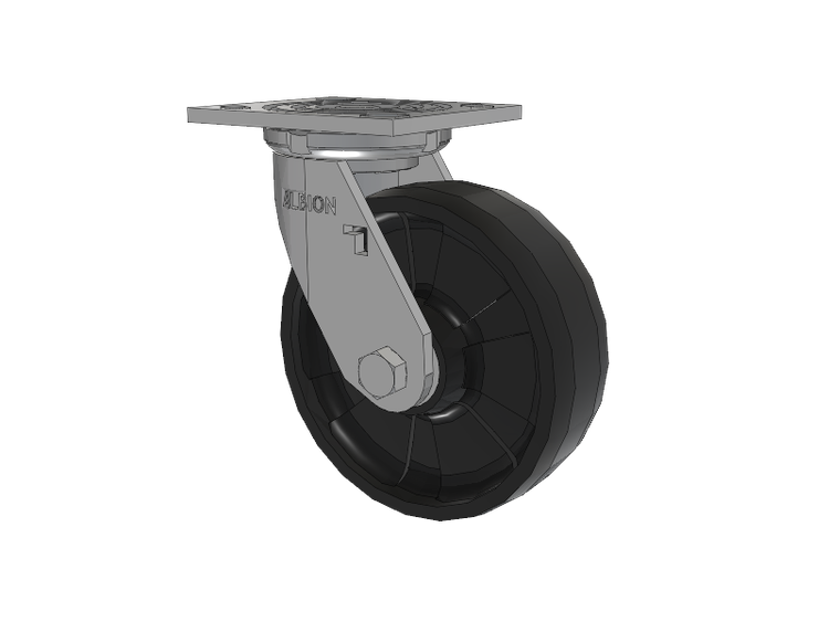 16 Series Top Plate Swivel Caster with 6 x 2 Black Nylon NG - Maxim Nylon Wheel