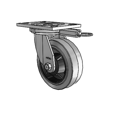 6 Series Casters Top Plate Swivel Zinc Caster with 6 x 2 Grey on Grey Performa Rubber (Flat/Conductive) Wheel