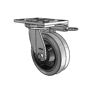 6 Series Casters Top Plate Swivel Zinc Caster with 6 x 2 Grey on Grey Performa Rubber (Flat/Conductive) Wheel