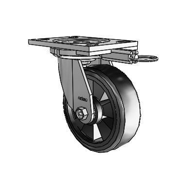 Roulettes de la série 6, plaque supérieure pivotante, roulette en zinc avec 6 roues « 2 » noires sur fond noir Trans-forma LT (plates)
