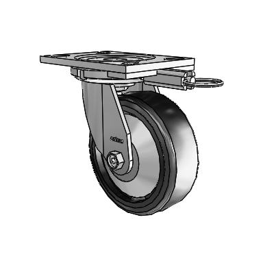6 Series Casters Top Plate Swivel Zinc Caster with 6 x 2 Black on Black Trans-forma LT (Flat) Wheel