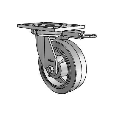 6 Series Casters Top Plate Swivel Zinc Caster with 6 x 2 Grey on Grey Performa Rubber (Flat/Grey) Wheel