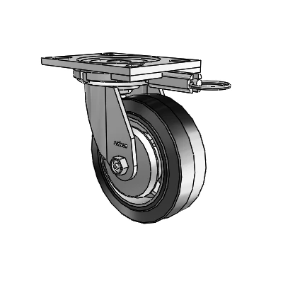 6 Series Casters Top Plate Swivel Zinc Caster with 6 x 2 Black on Grey Performa Rubber (Flat/Black) Wheel
