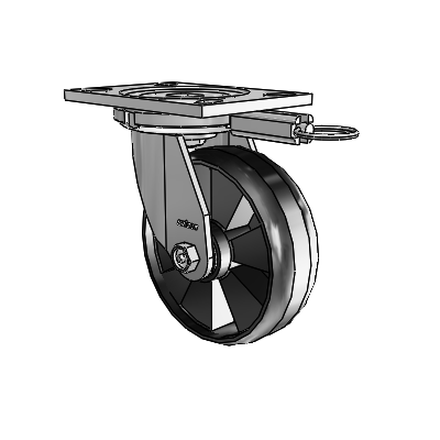 6 Series Casters Top Plate Swivel Zinc Caster with 6 x 2 Black Maxim Wheel