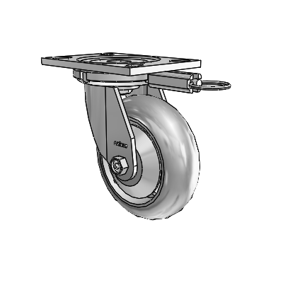 6 Series Casters Top Plate Swivel Zinc Caster with 6 x 2 Grey on Grey Performa Rubber (Round/Grey) Wheel