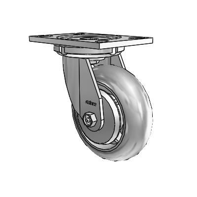 6 Series Casters Top Plate Swivel Zinc Caster with 6 x 2 Grey on Grey Performa Rubber (Round/Grey) Wheel