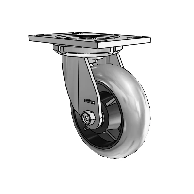 6 Series Casters Top Plate Swivel Zinc Caster with 6 x 2 Grey on Grey Performa Rubber (Round/Conductive) Wheel