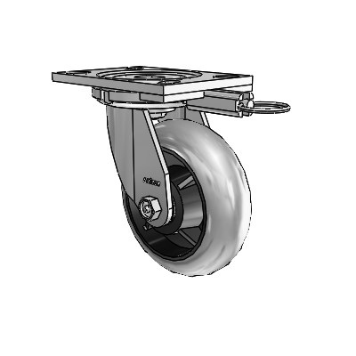 6 Series Casters Top Plate Swivel Zinc Caster with 6 x 2 Grey on Grey Performa Rubber (Round/Conductive) Wheel
