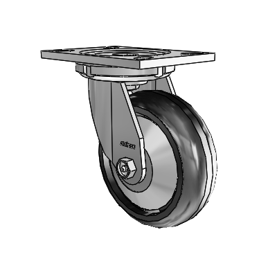 6 Series Casters Top Plate Swivel Zinc Caster with 6 x 2 Black on Black Trans-forma LT (Round) Wheel