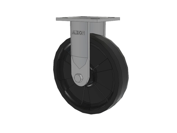 16 Series Top Plate Rigid Caster with 8 x 2 Black Nylon NG - Maxim Nylon Wheel
