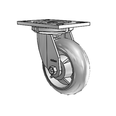 6 Series Casters Top Plate Swivel Zinc Caster with 6 x 2 Grey on Grey Performa Rubber (Round/Grey) Wheel