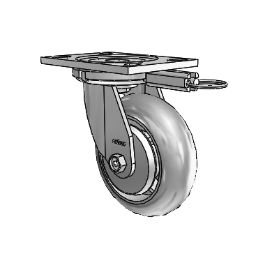 6 Series Casters Top Plate Swivel Zinc Caster with 6 x 2 Grey on Grey Performa Rubber (Round/Grey) Wheel