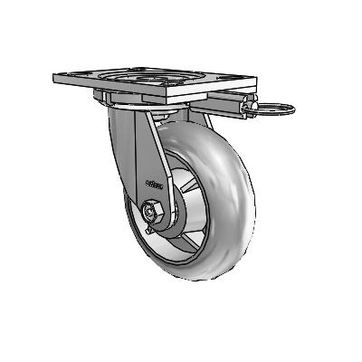 6 Series Casters Top Plate Swivel Zinc Caster with 6 x 2 Grey on Grey Performa Rubber (Round/Grey) Wheel