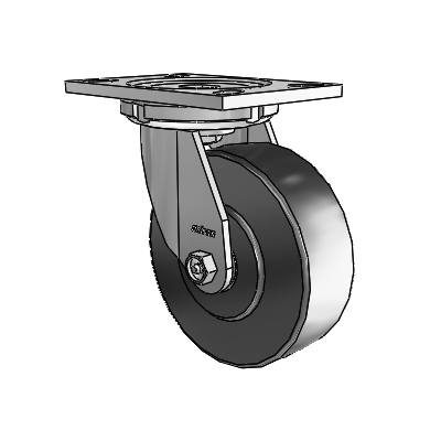 6 Series Casters Top Plate Swivel Zinc Caster with 6 x 2 Black Commander HD Wheel