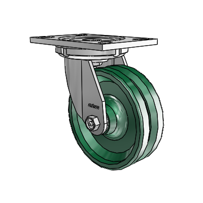 6 Series Casters Top Plate Swivel Zinc Caster with 6 x 2 Green V-Groove Wheel