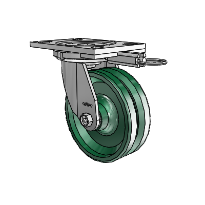 6 Series Casters Top Plate Swivel Zinc Caster with 6 x 2 Green V-Groove Wheel