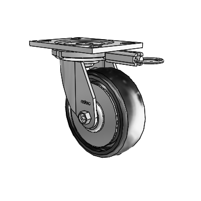 6 Series Casters Top Plate Swivel Zinc Caster with 6 x 2 Black Endura Solid Elastomer Wheel
