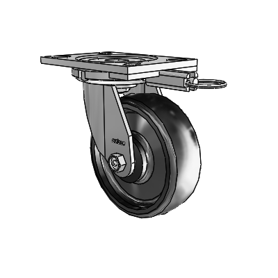 6 Series Casters Top Plate Swivel Zinc Caster with 6 x 2 Black Endura Solid Elastomer Wheel
