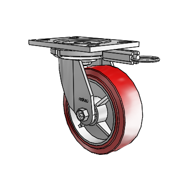6 Series Casters Top Plate Swivel Zinc Caster with 6 x 2 Maroon on Grey Polyurethane HI-TECH Wheel