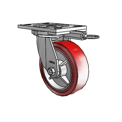 6 Series Casters Top Plate Swivel Zinc Caster with 6 x 2 Maroon on Grey Polyurethane HI-TECH Wheel